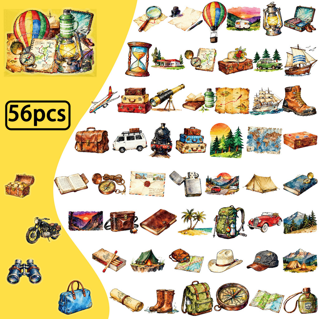 Outdoor Adventure Stores - 56 Buah Stiker PET untuk Perjalanan