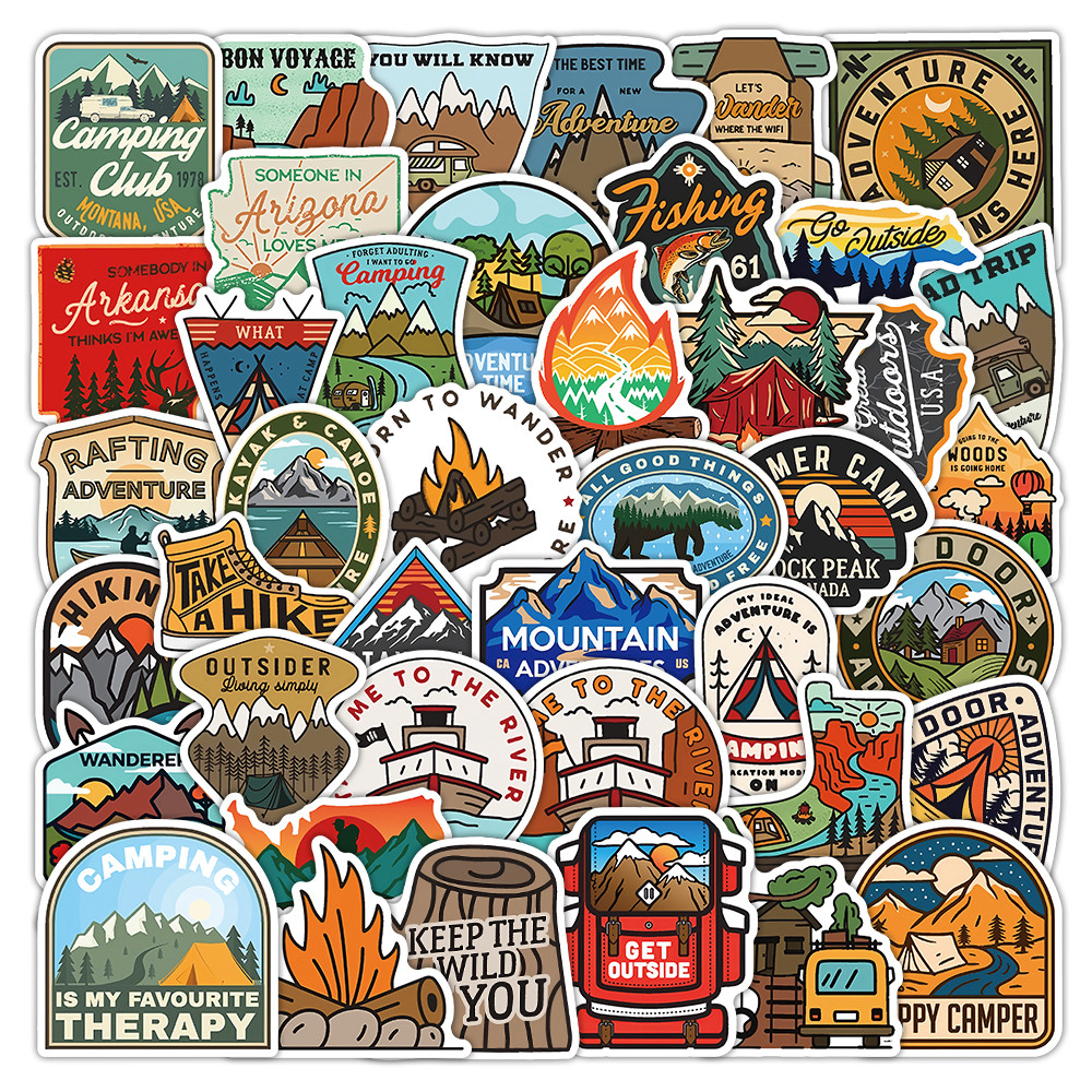 Outdoor Adventure Stores - 50 Lembar Stiker Petualangan Luar Ruangan,