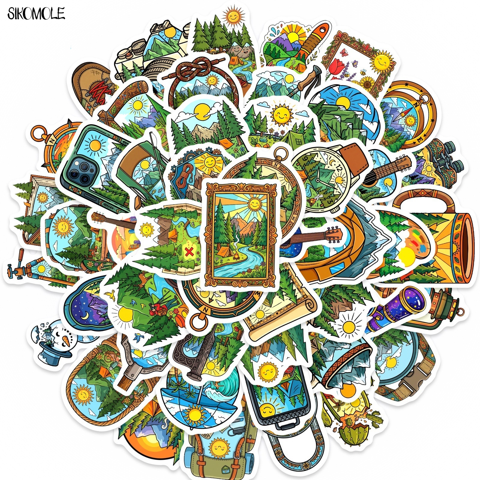 Outdoor Adventure Books - 10/30/50 Buah Stiker Petualangan Berkemah Luar