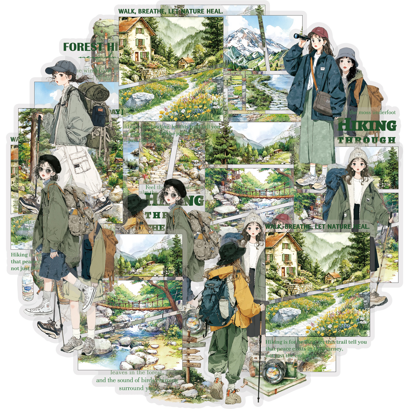 Outdoor Adventure Forest School - Etori Life Forest Hiking 30Pcs Stiker