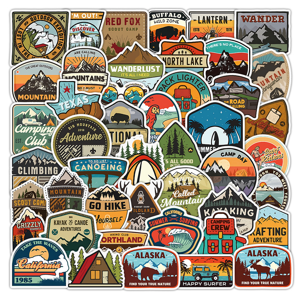 Outdoor Adventure Stores - 50 Lembar Stiker Petualangan Luar Ruangan