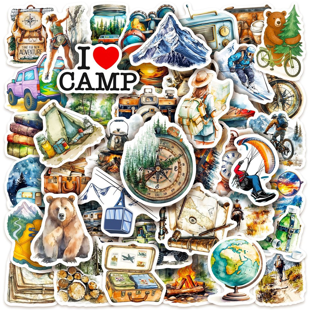 Outdoor Adventure Stores - 50 Buah Stiker Berkemah Cat Air