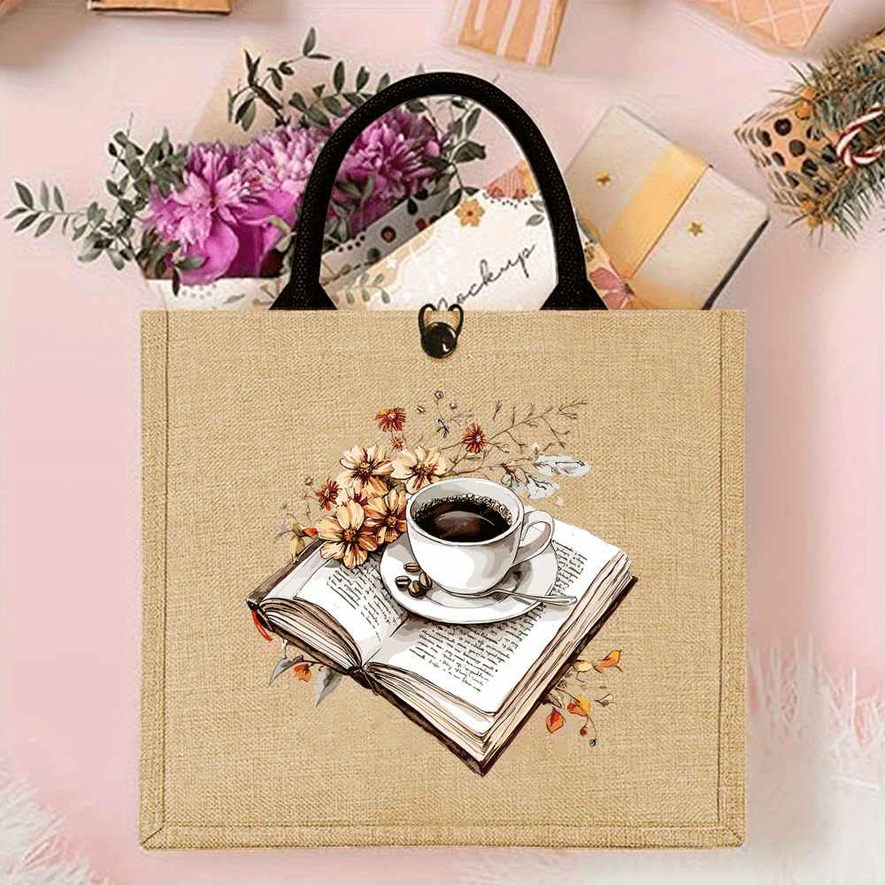 Tas Tote Jute Cetak Buku Kopi  - Outdoor Adventure Books ulasan dan harga