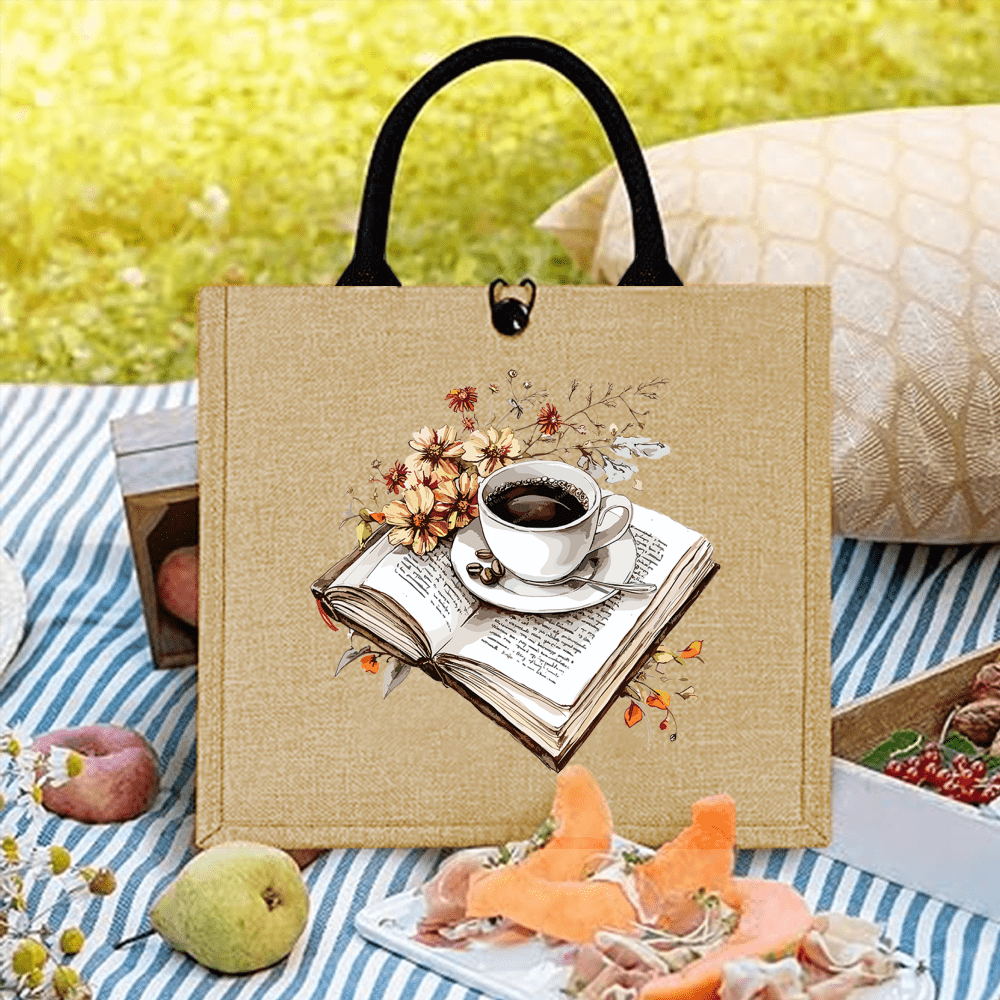 Tas Tote Jute Cetak Buku Kopi  - Outdoor Adventure Books ulasan dan harga