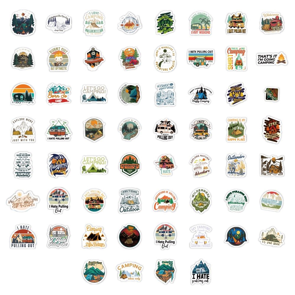 60 Buah Set Stiker Gaya Berkem - Outdoor Adventure Stores ulasan dan harga